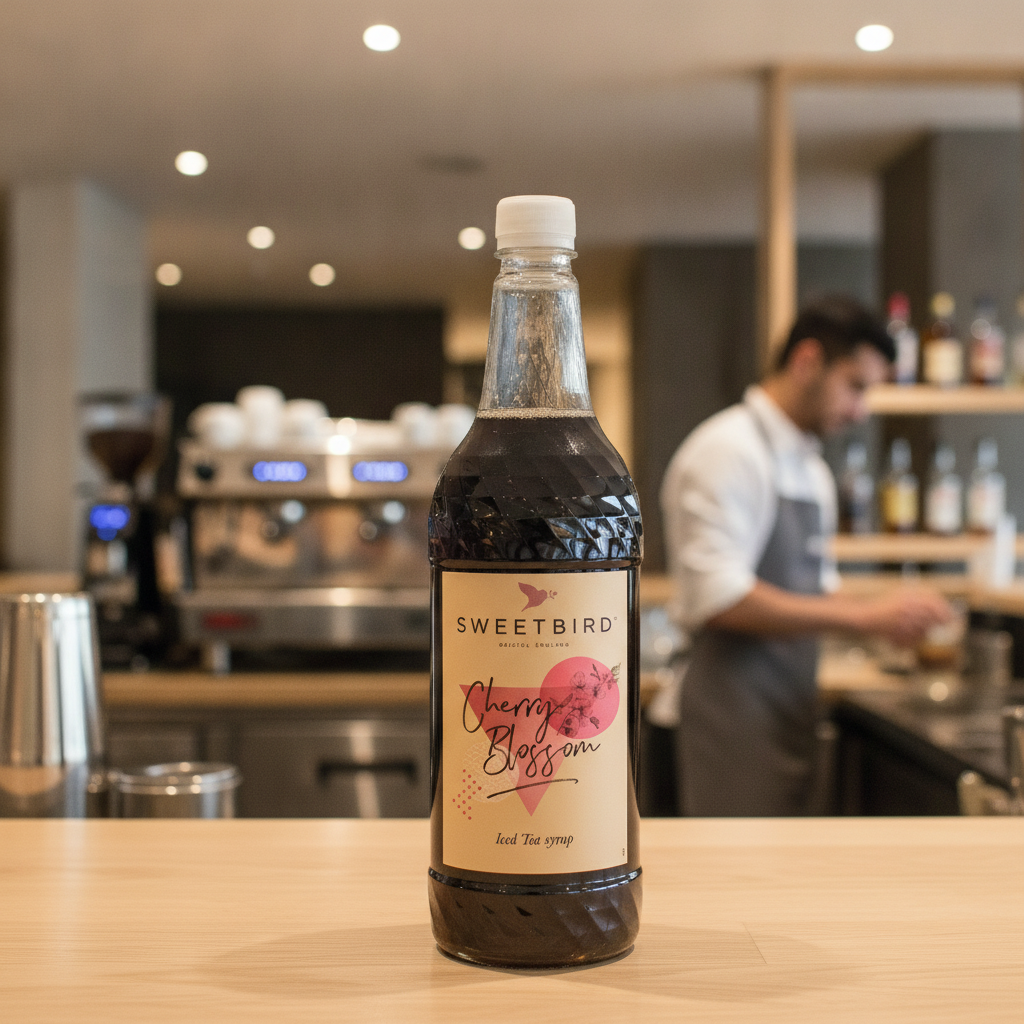 Natural Cherry Blossom Iced Tea Syrup 1L for Refreshing Beverages