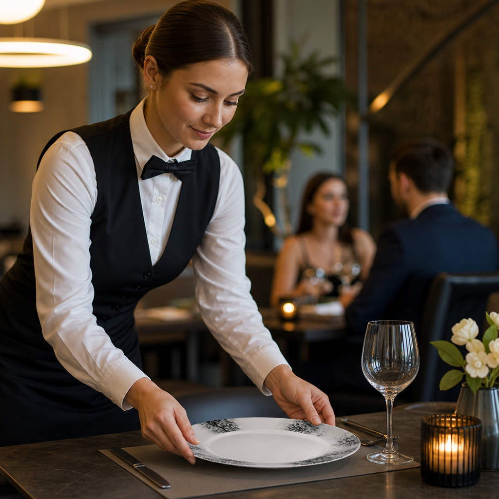 Standard Rim Plates Black Smoke Grey China for Fine Dining (Pack of 6)