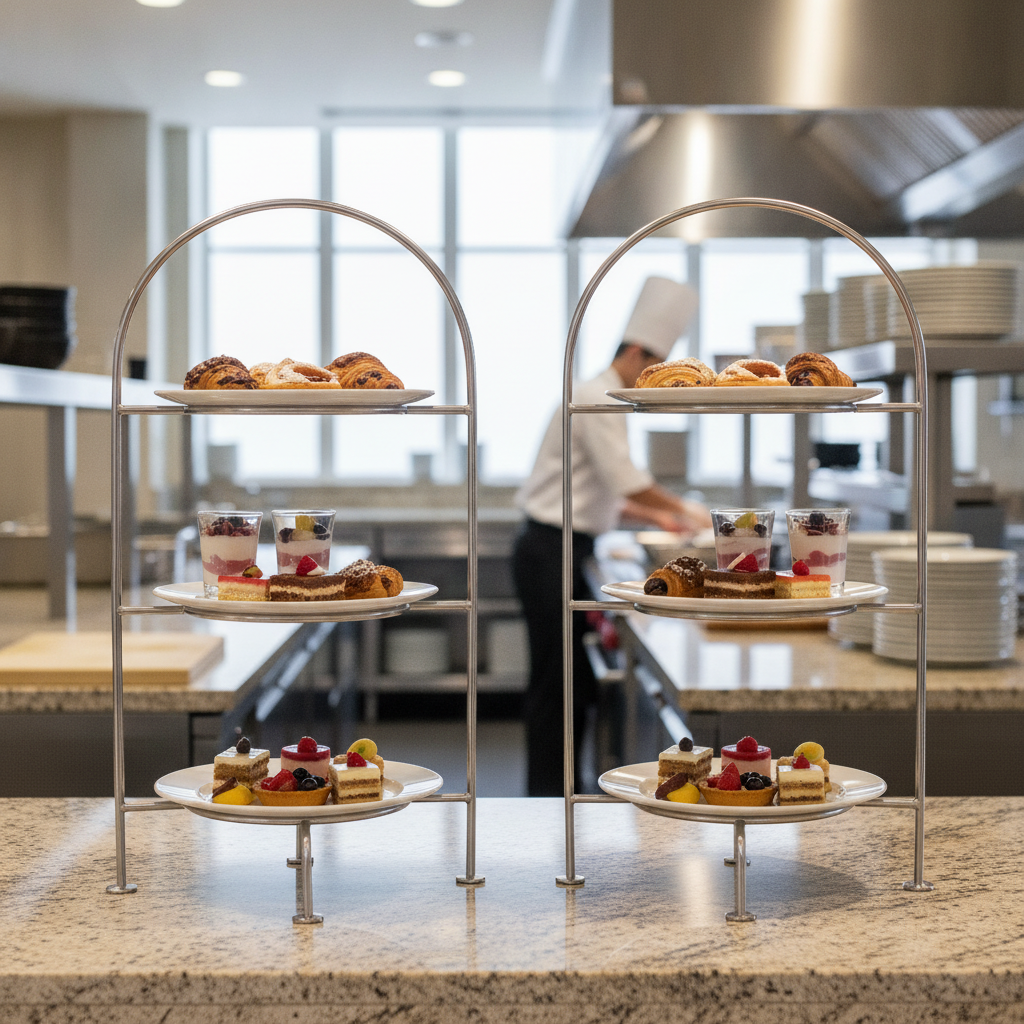 Stainless Steel 3-Tier Cake Stand for Showcasing Pastries (Pack of 2)