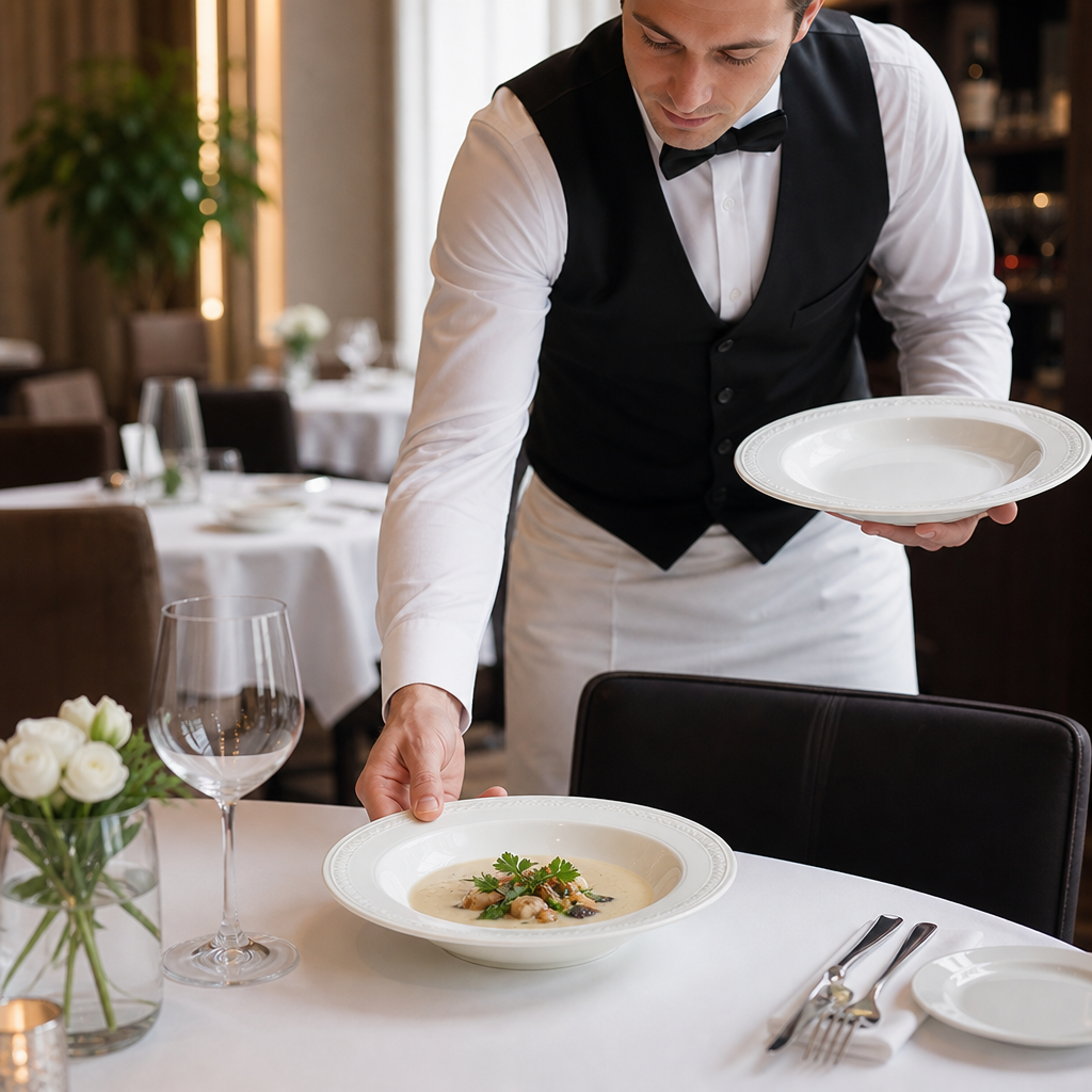 White China Bead Accent Rimmed Bowls 285mm for Elegant Dining - Pack of 6