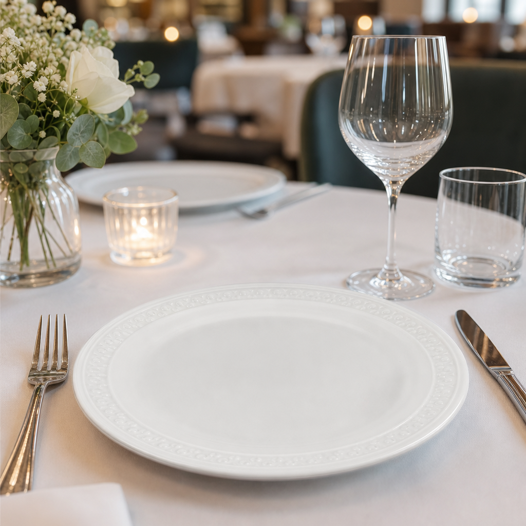Accent Plates 202.5mm Vitrified Ceramic for Elegant Dining Occasions (Pack of 12)