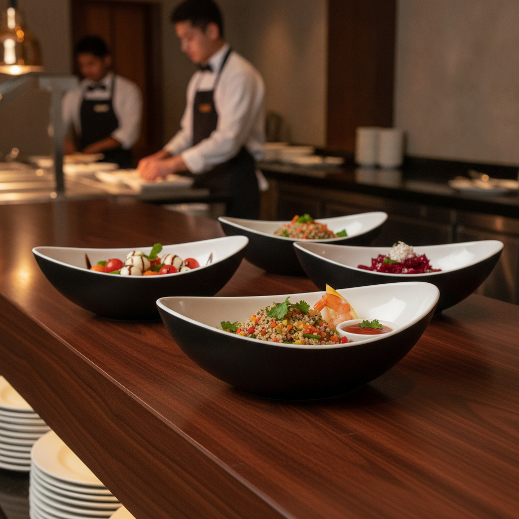 Melamine Dual Tone Curved Bowl 350ml for Buffets
