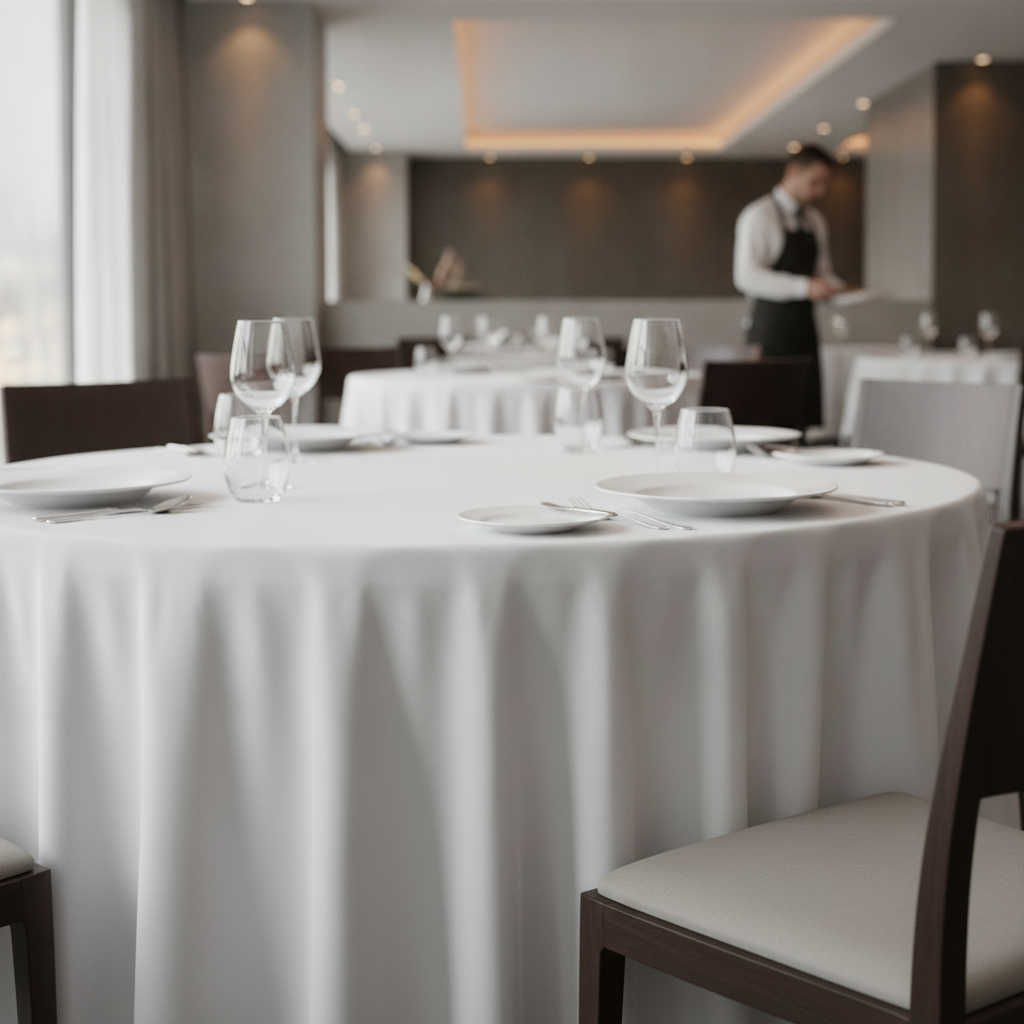 Polyester White Tablecloth for Elegant Dining (Various Sizes)