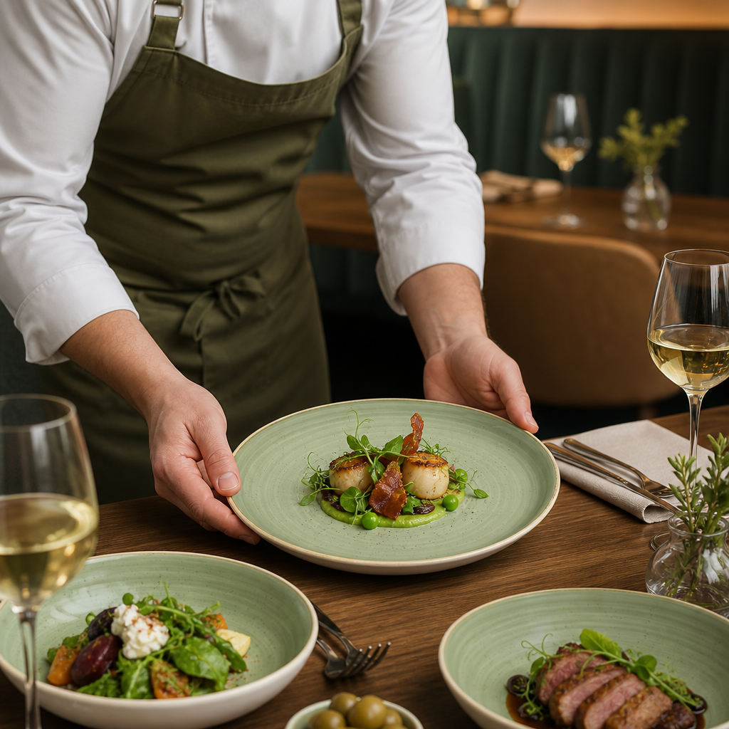 Walled Plates 206mm Green Vitrified Ceramic for Casual or Special Occasion Dining (Pack of 6)