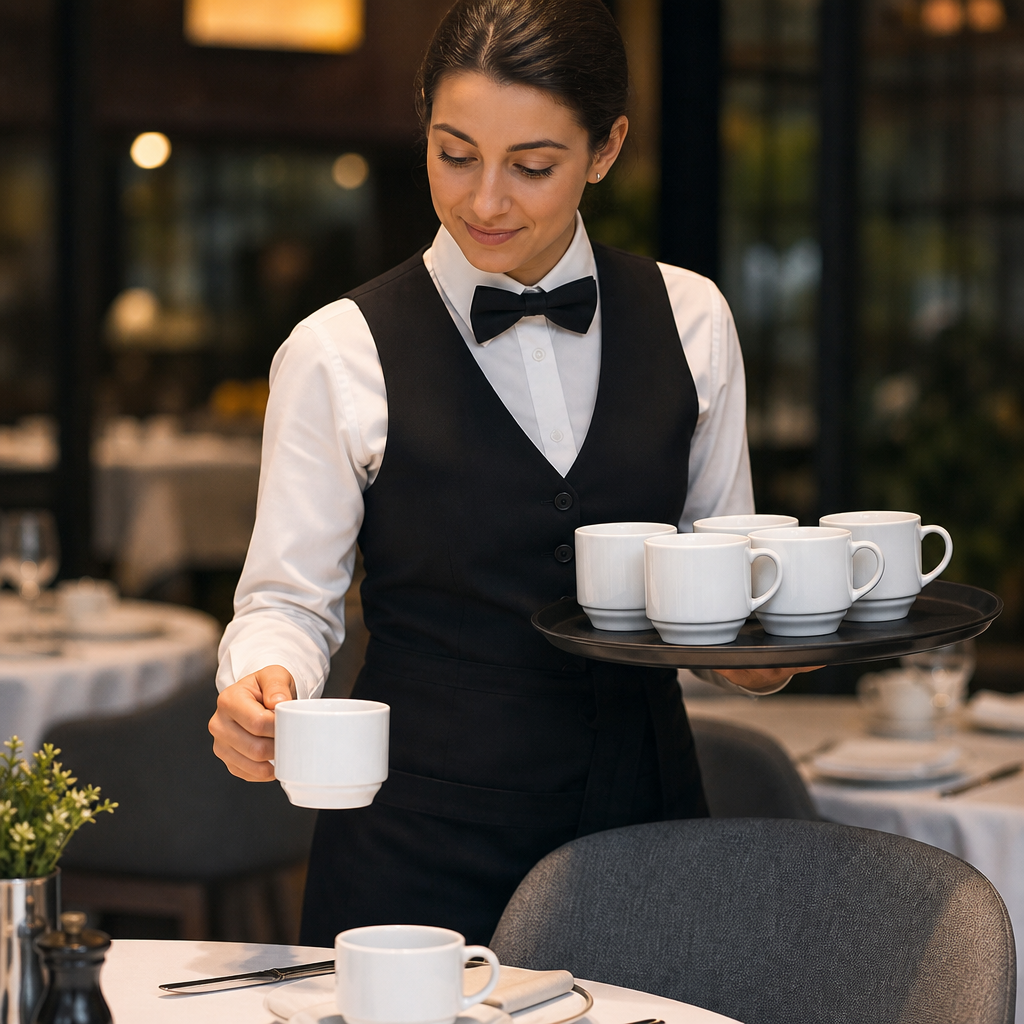 Stacking Teacups 210ml Porcelain for Professional Catering (Pack of 6)