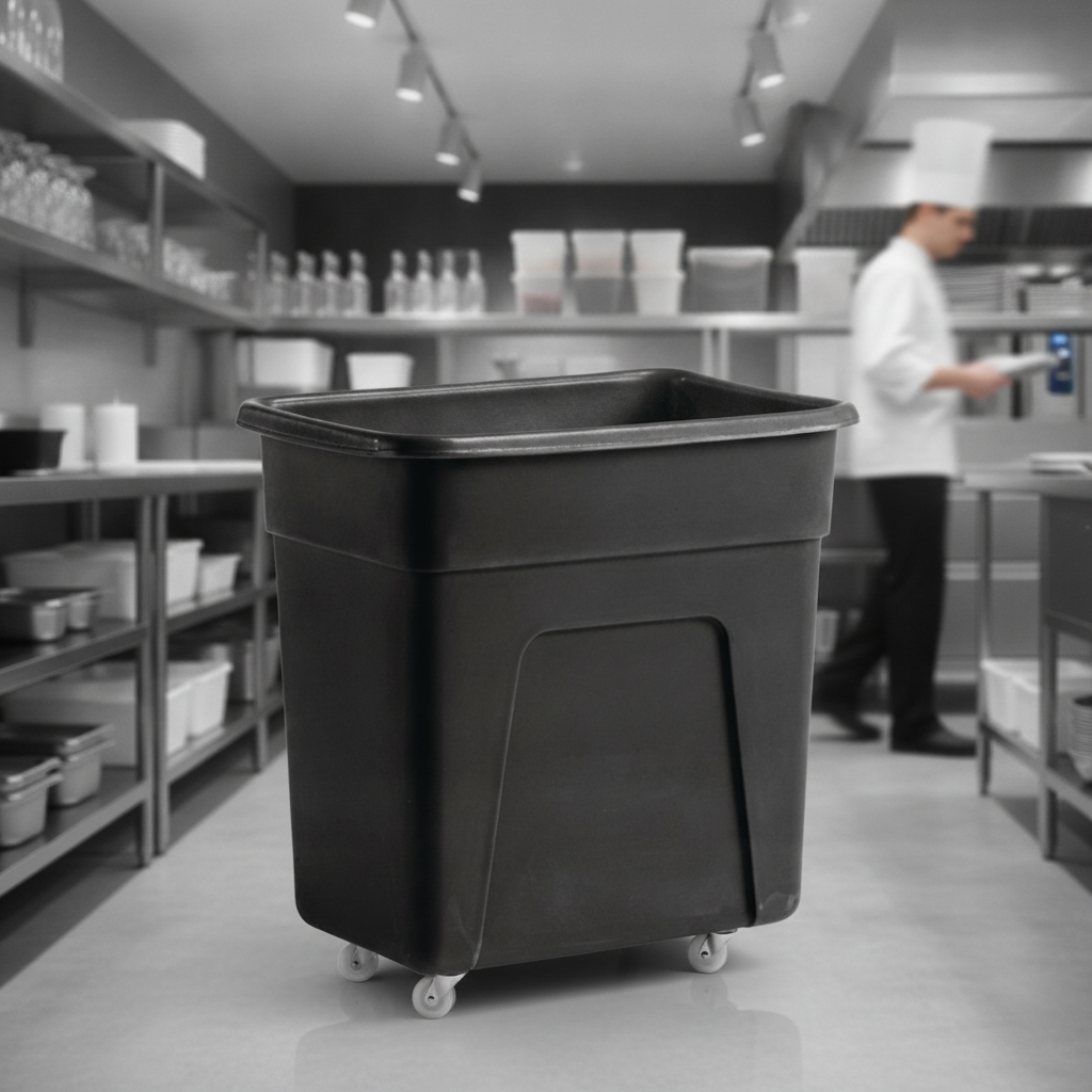 Polyethylene Black Bottle Trolley 125L for Waste Management