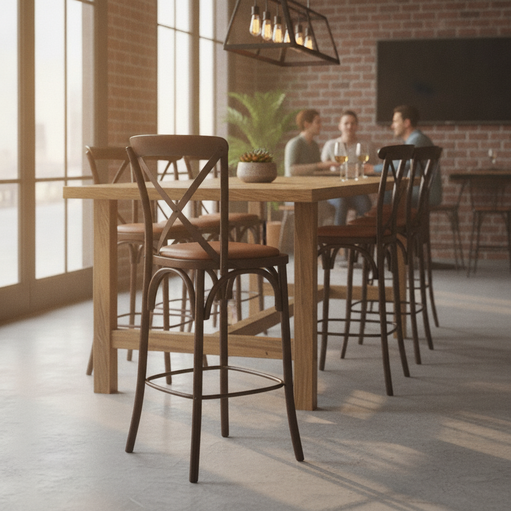 Rubber Wood Bar Chair with Tan Seat 1180mm for Stylish Dining
