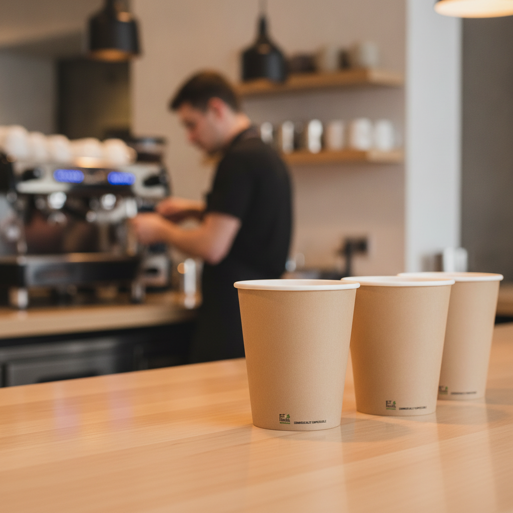 Compostable Paper Coffee Cups 340ml for Eco-Friendly Catering (Pack of 50)
