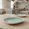 Melamine Plate with Green Interior 190x145mm for Dining