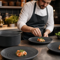 Coupe Plates 286mm Black Vitrified Ceramic for Restaurants & Cafés (Pack of 12)