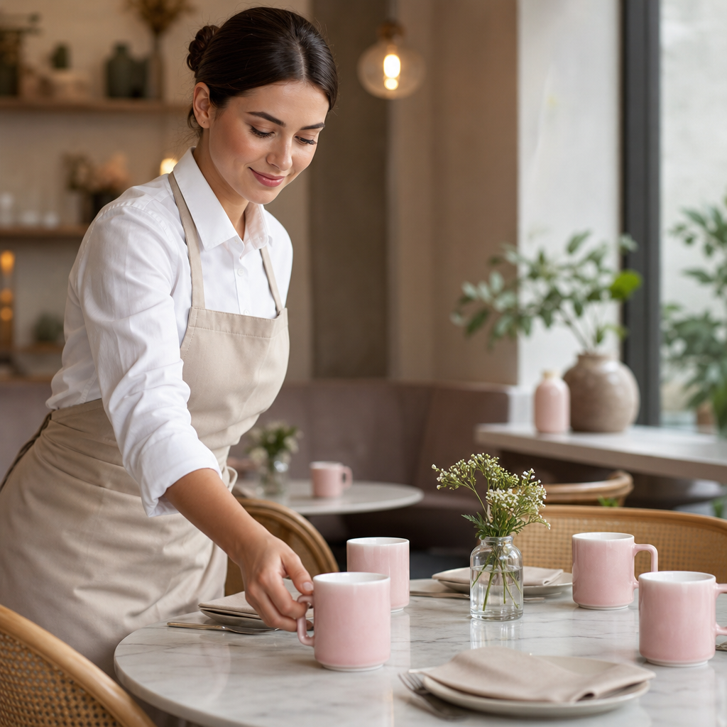 Porcelain Pink Cups 100ml for Stylish Table Settings (Pack of 6)