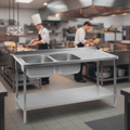304 Stainless Steel Double Sink Unit 1800mm for Commercial Kitchens