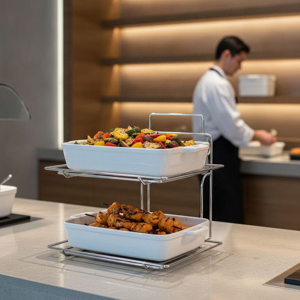 Chrome Two-Tier Stand 1/1 GN for Buffet Displays