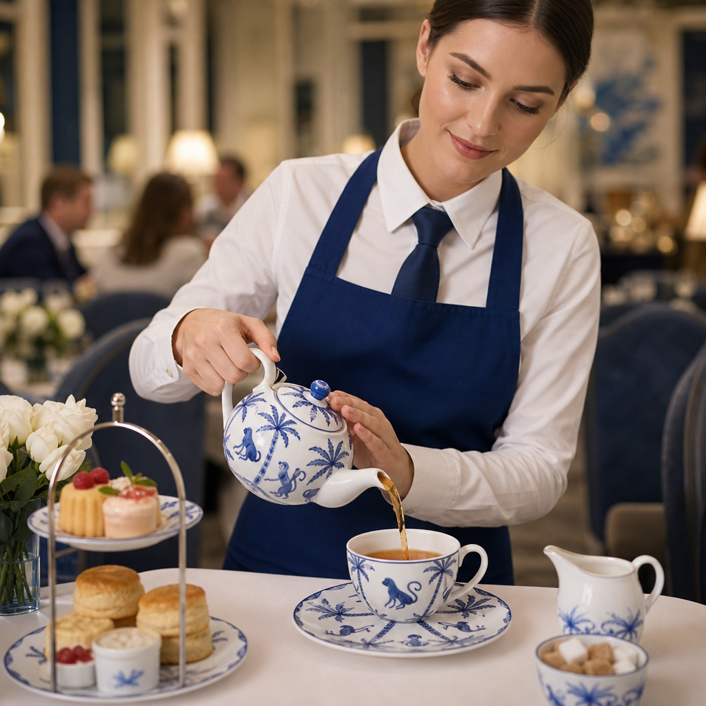 Tea Bone China for One Saucers with Exotic Blue Design (Pack of 12)