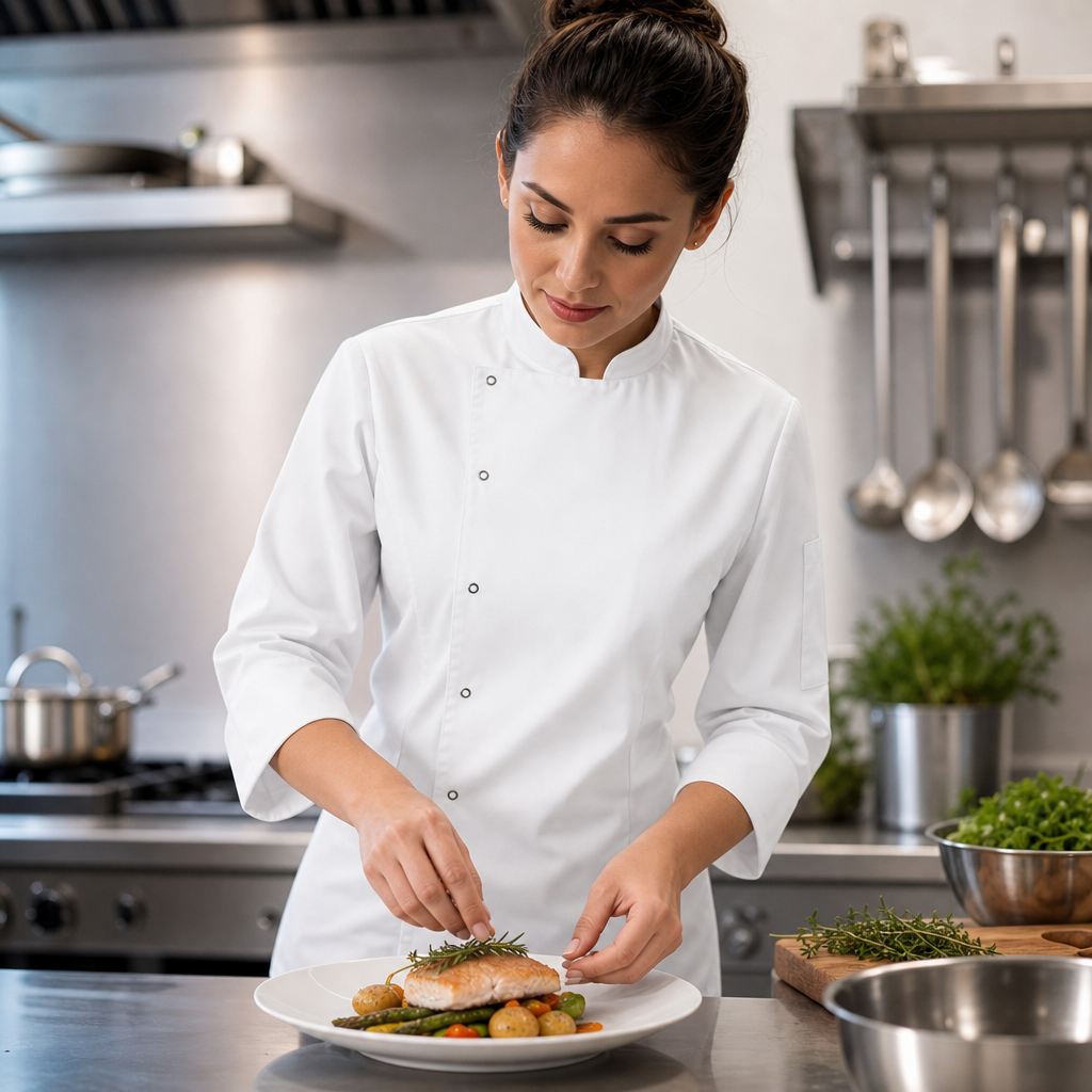 Ladies Fitted Chef Jacket in White for Professional Kitchens