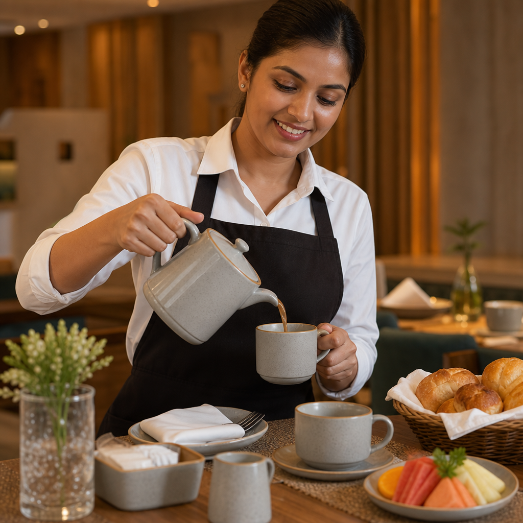 Stacking Cups 227ml Grey Vitrified Ceramic for Hotel Breakfast Service (Pack of 12)