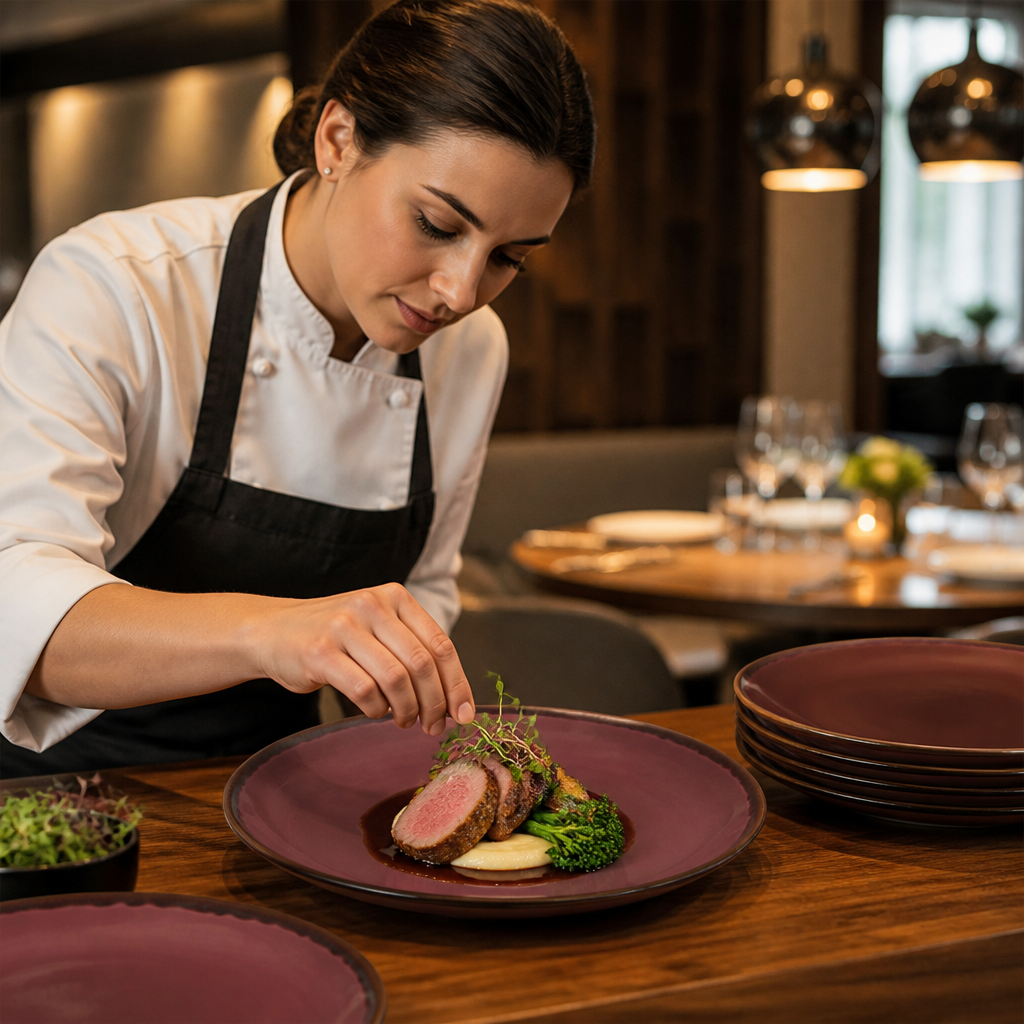 Coupe Plates 286mm Purple Stoneware for Dining (Pack of 12)
