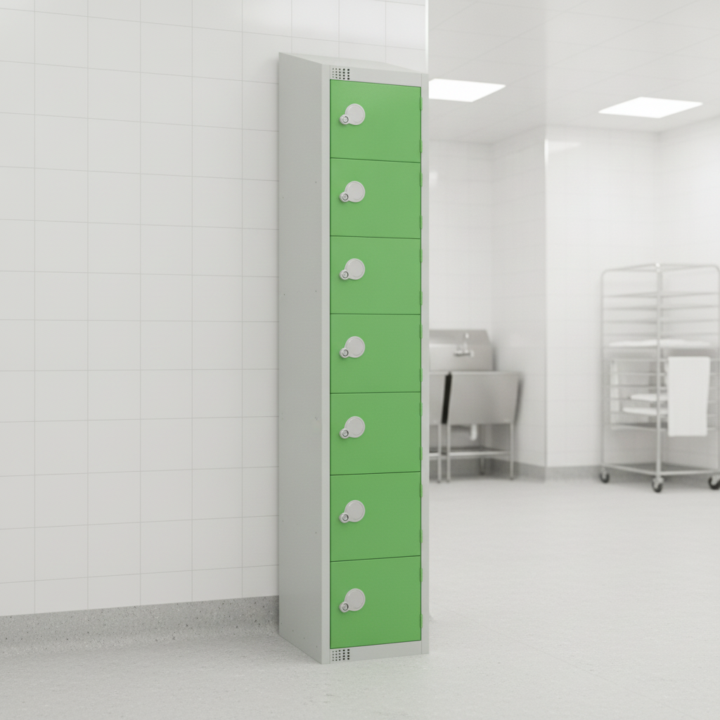 Powder Coated Steel Green Lockers 450mm Deep for Hygiene Areas