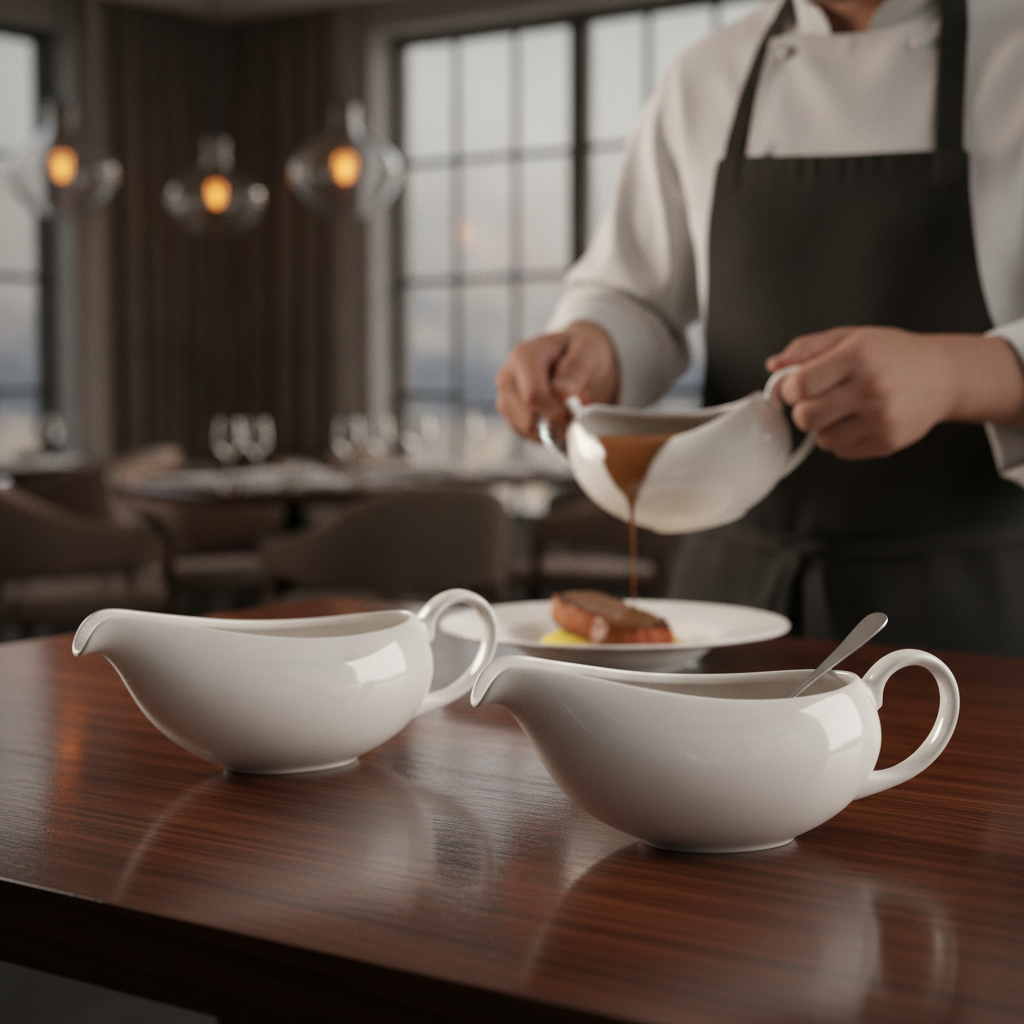 Porcelain Gravy Boat 380ml for Gastro Pubs & Restaurants (Pack of 2)