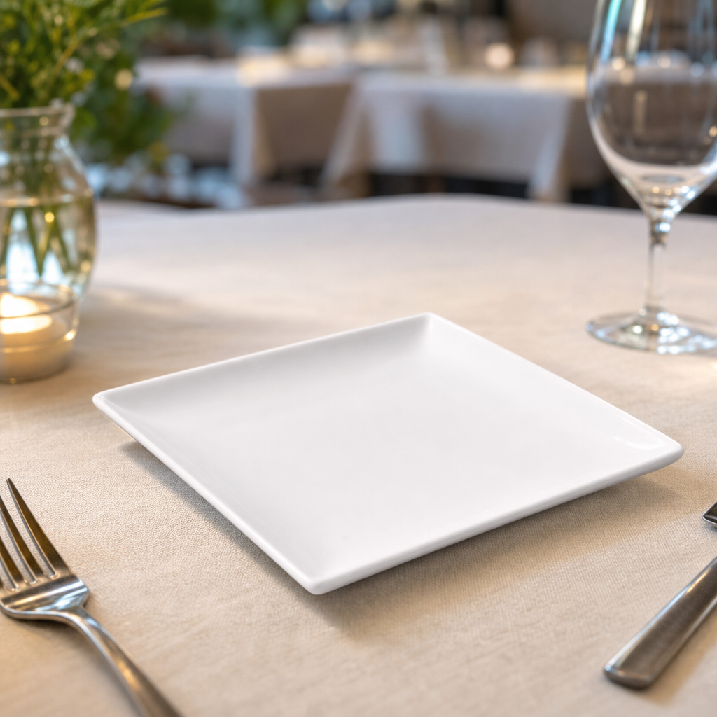 Square Plates 140mm White Porcelain for Elegant Dining (Pack of 12)