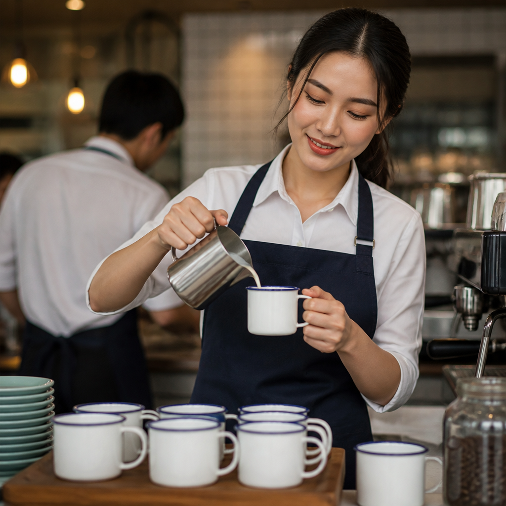 Enameled Steel Mugs 155ml Ceramic for Coffee Shops & Cafés (Pack of 12)