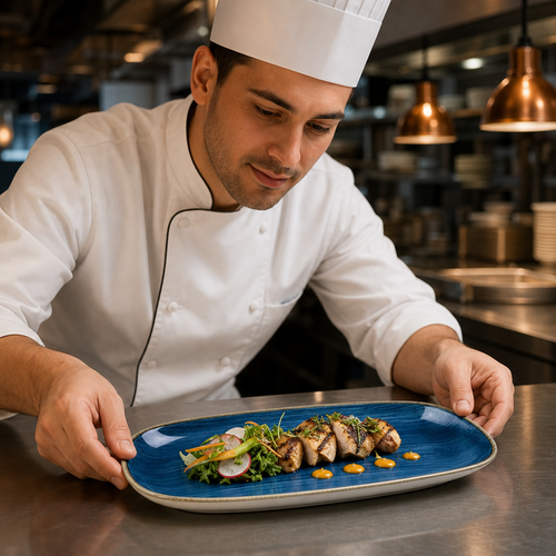 Blue Oblong Plates x 288 152mm Brown Vitrified Ceramic for Casual or Special Occasion Dining (Pack of 12)