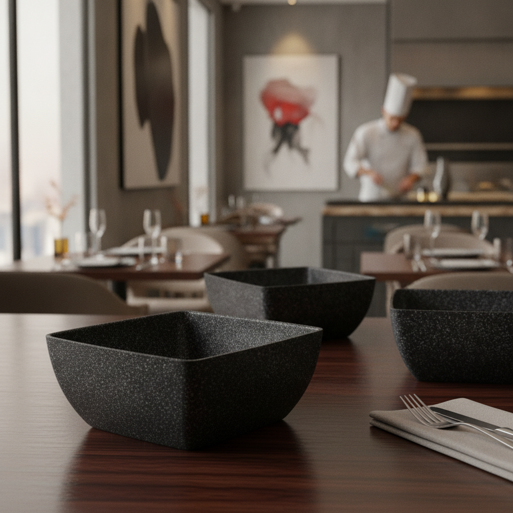 Cast Aluminium Black Bowl 1.5L for Stylish Table Settings