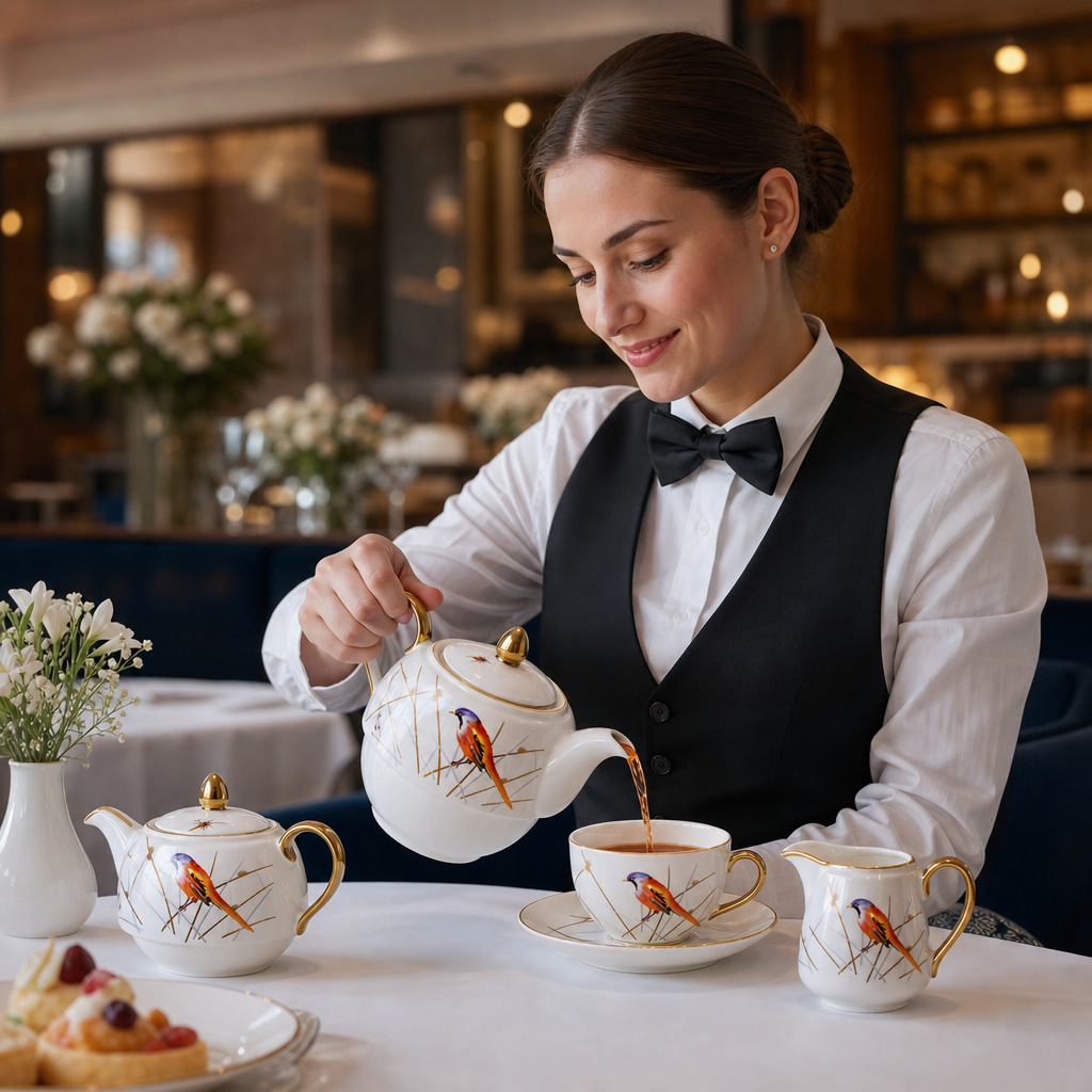 Bone China Tea for One Teapot 460ml with Hand-Painted Design for Tea Lovers (Pack of 6)