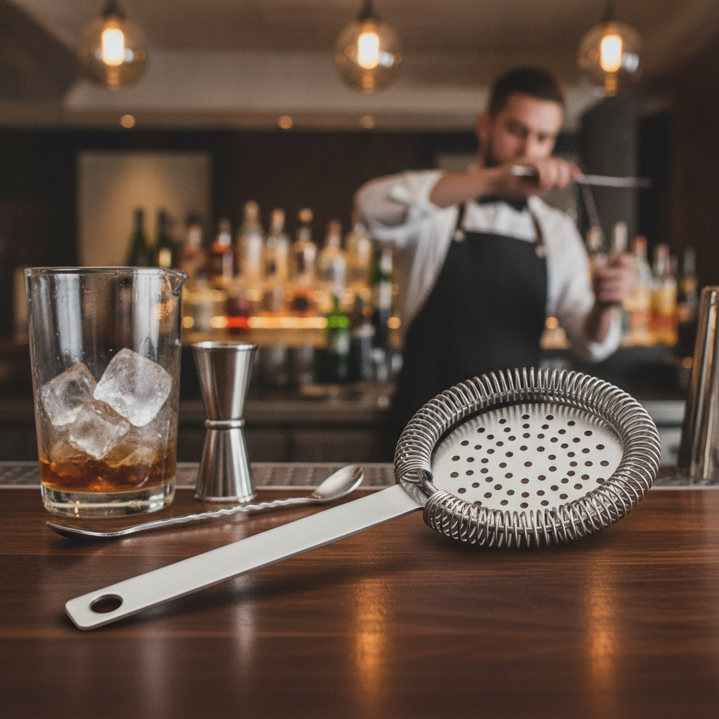 Stainless Steel Cocktail Strainer with Long Handle 198mm for Bars & Pubs