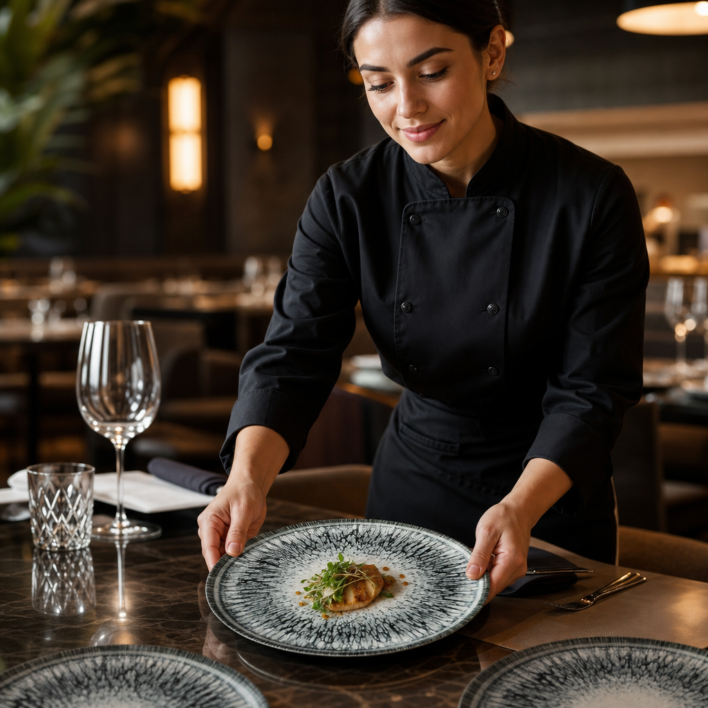 Walled Plates 210mm Black Vitrified Ceramic for Hospitality (Pack of 6)