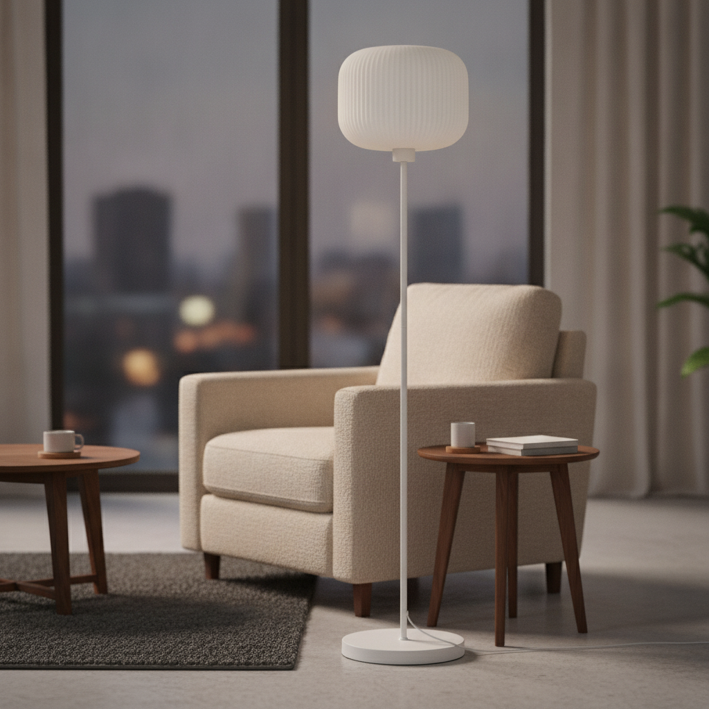 Metal White Milford Floor Lamp for Cozy Ambiance