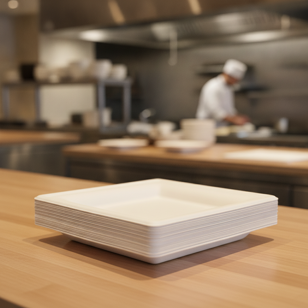 Bagasse Square Plates 159mm for Eco-Friendly Catering (Pack of 50)