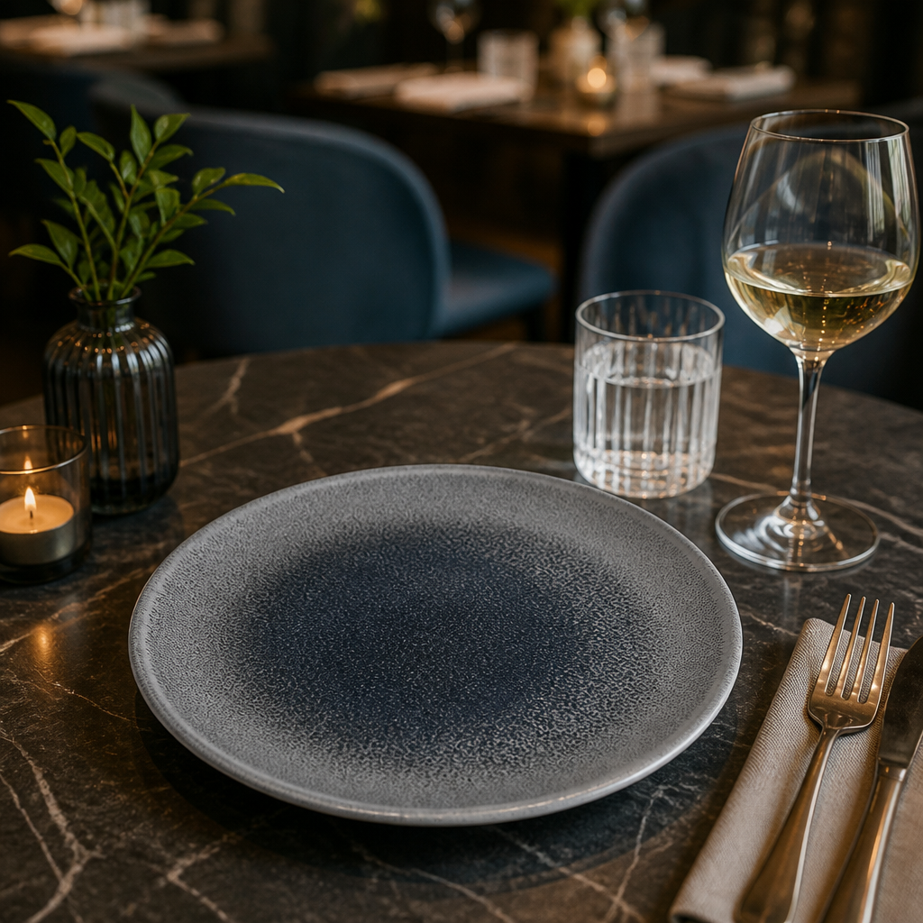 Coupe Plates 165mm Grey Vitrified Porcelain for Restaurants & Cafés (Pack of 12)