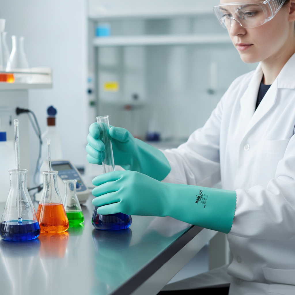 Synthetic Rubber Chemical Gauntlets for Safe Handling