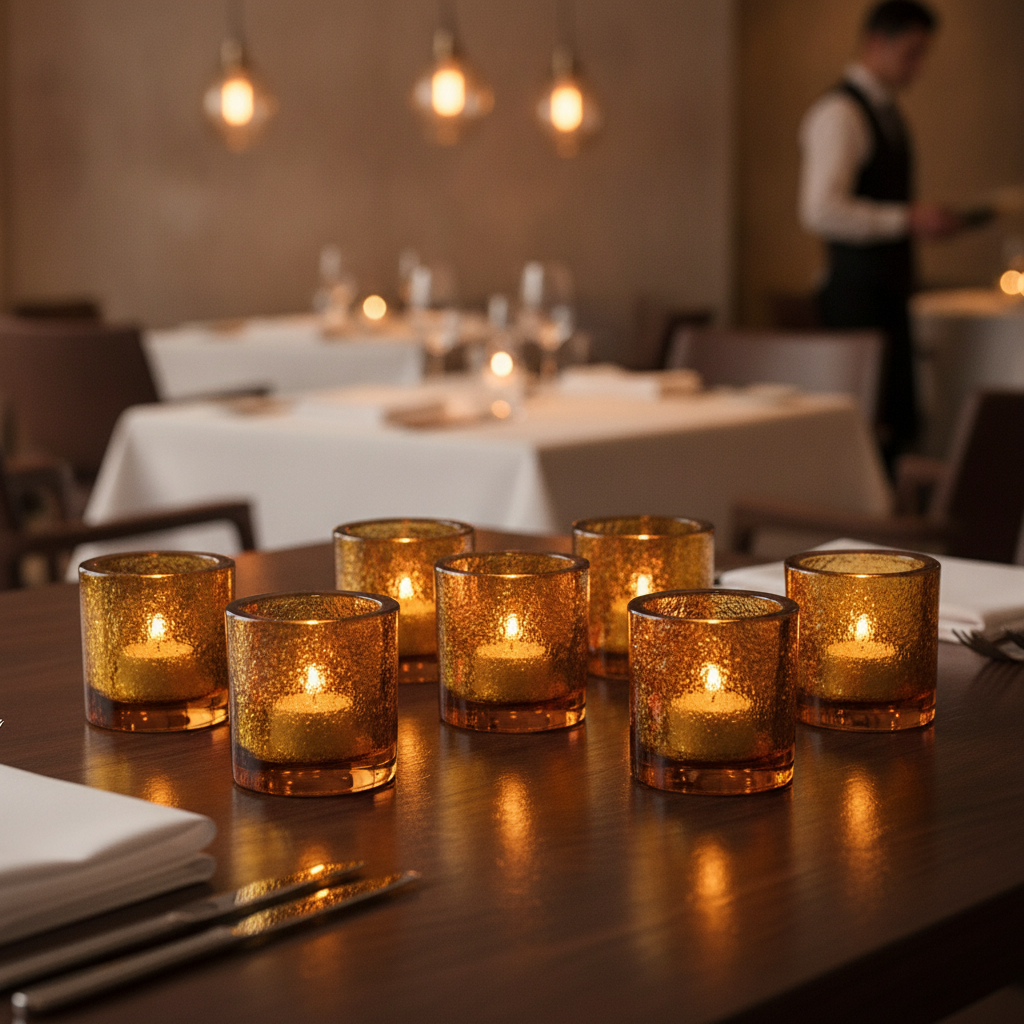 Amber Jewel Tealight 70mm for Restaurants & Events (Pack of 6)