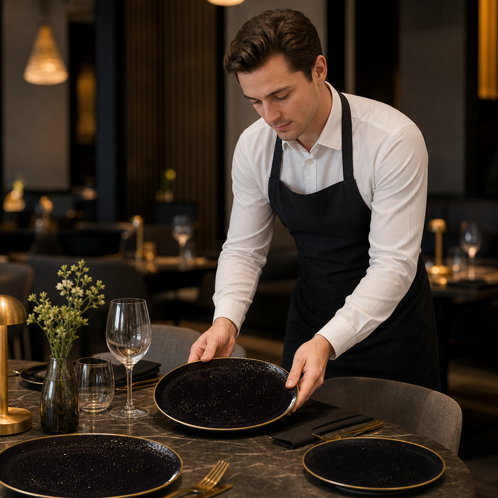 Coupe Plates 300mm Black Porcelain for Elegant Dining (Pack of 12)