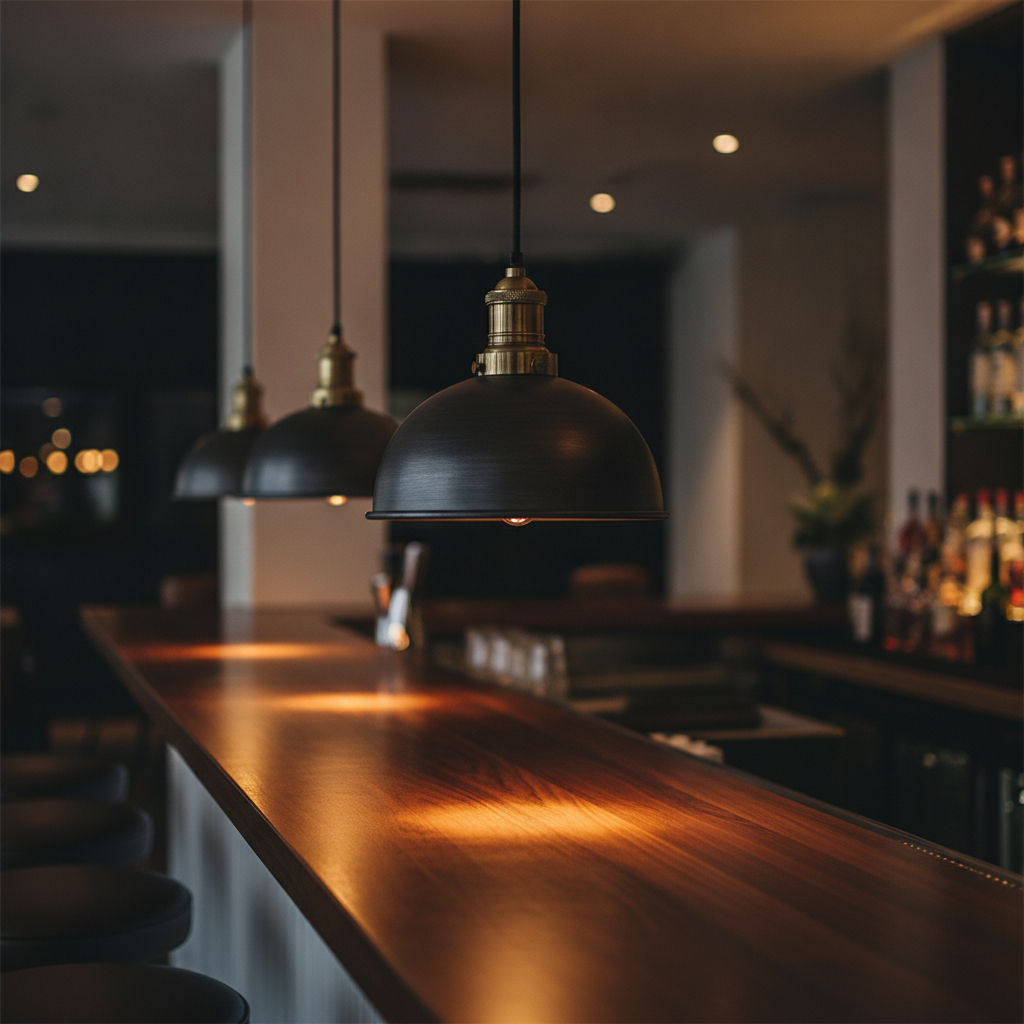 Iron Dome Pendant Light 200mm in Pewter for Stylish Venues