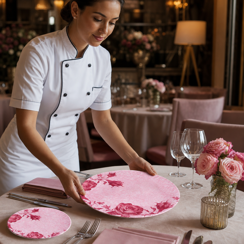 Super- Coupe Plates 280mm Pink Vitrified Porcelain for Dining (Pack of 6)