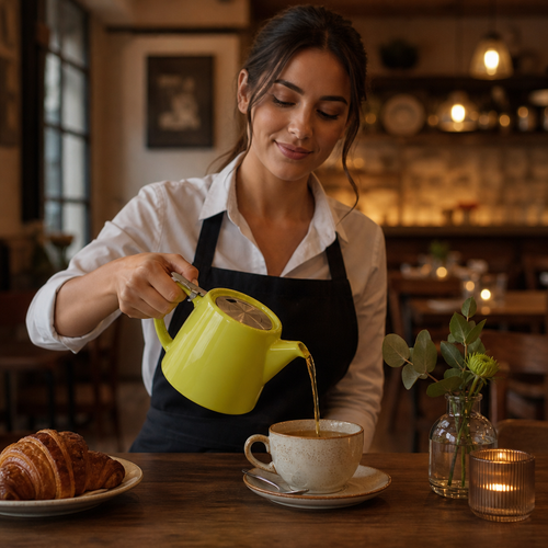 Ceramic Stump Teapot 530ml with Stainless Steel Infuser for Tea Lovers