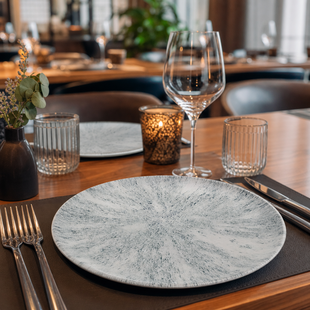 Coupe Plates Grey Vitrified Porcelain for Dining Experiences (Pack of 12)