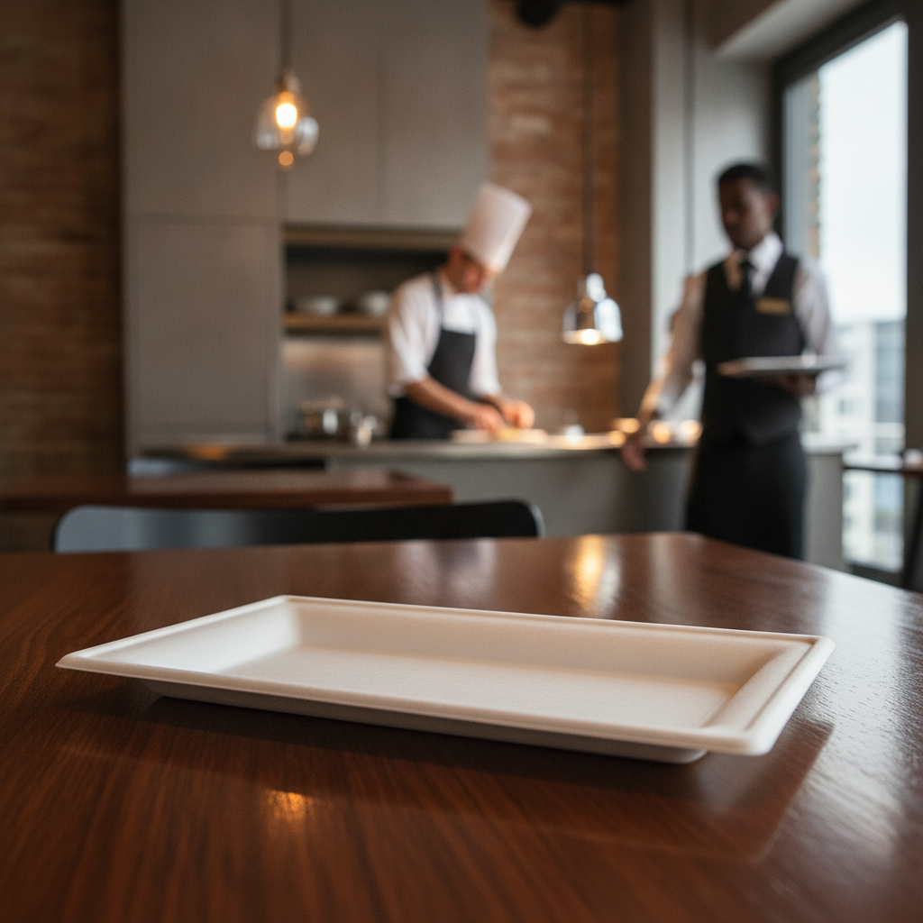 Compostable Bagasse Rectangular Plates 258mm for Eco-Conscious Events (Pack of 50)