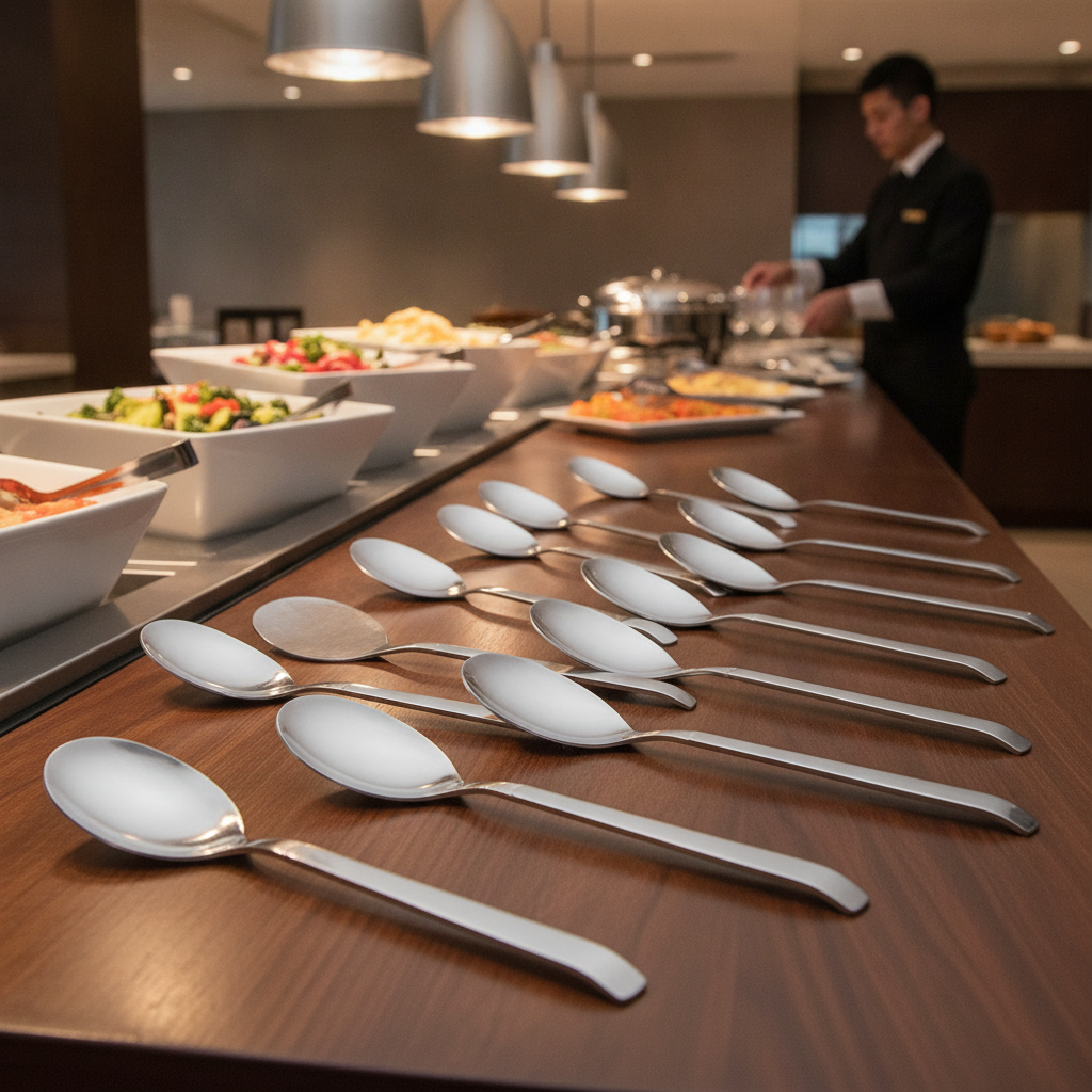 18/10 Stainless Steel Solid Serving Spoons for Buffet Service (Pack of 12)