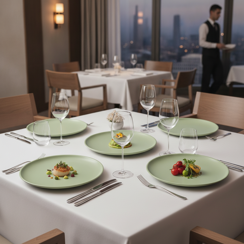 Porcelain Sage Plates 200mm for Tabletop Settings (Pack of 6)