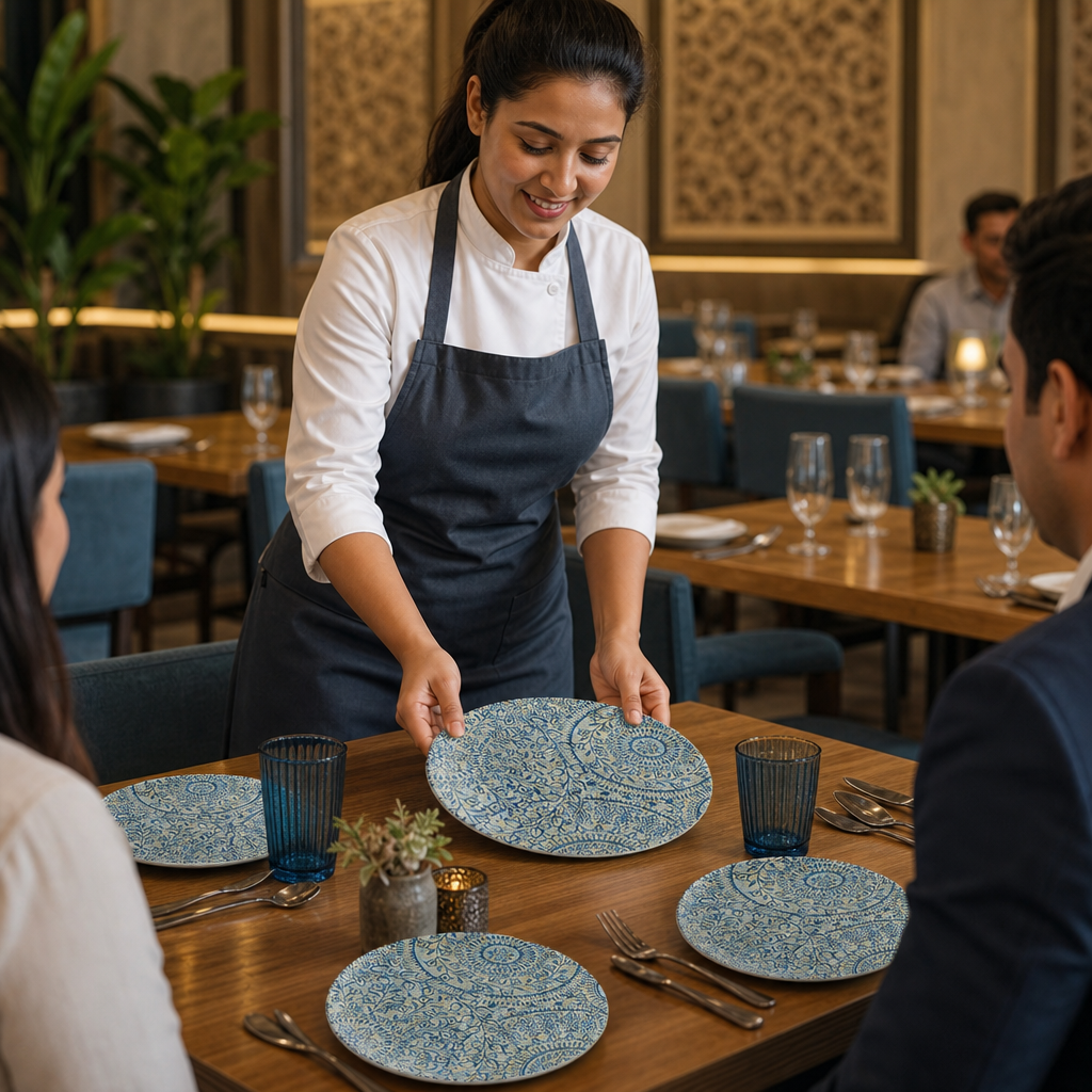 Plates 165mm Blue Melamine for Dining Settings (Pack of 12)