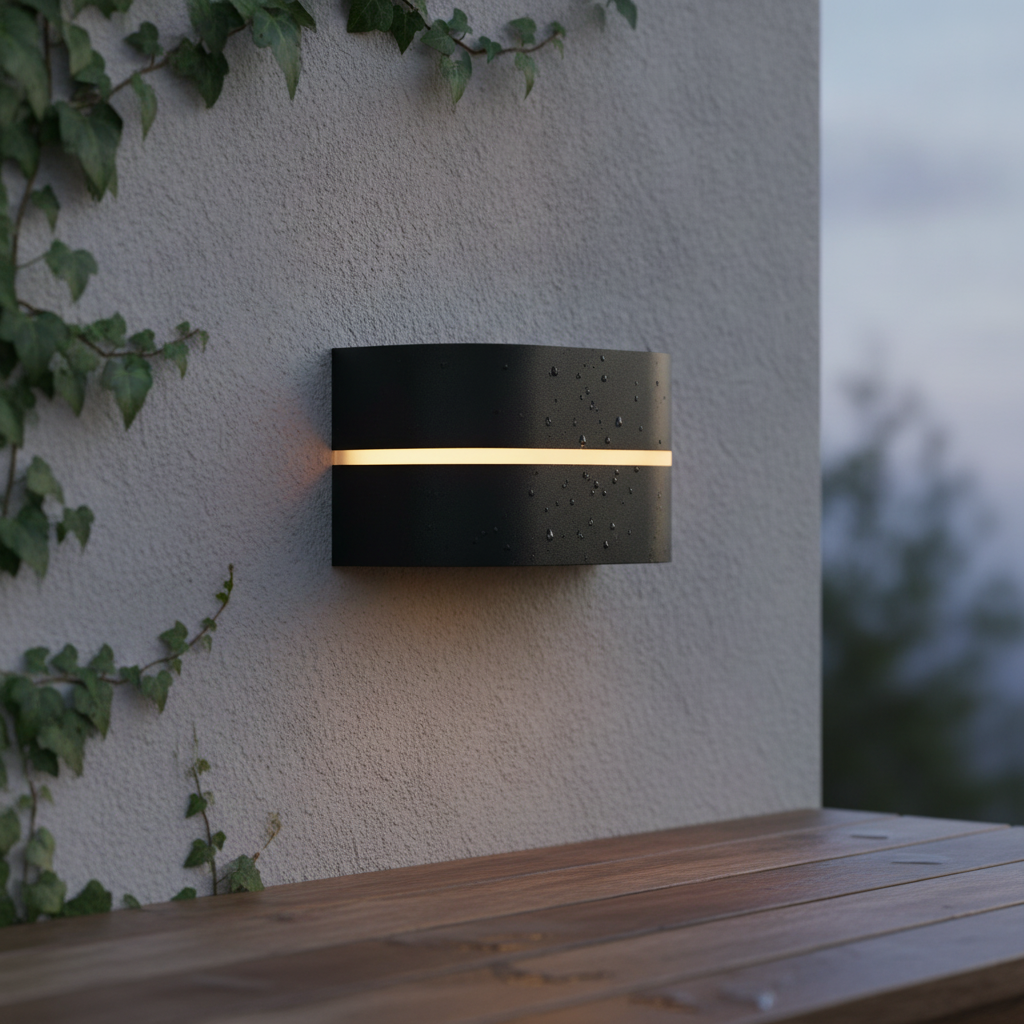 Plastic Wall Light in Black for Outdoor Spaces