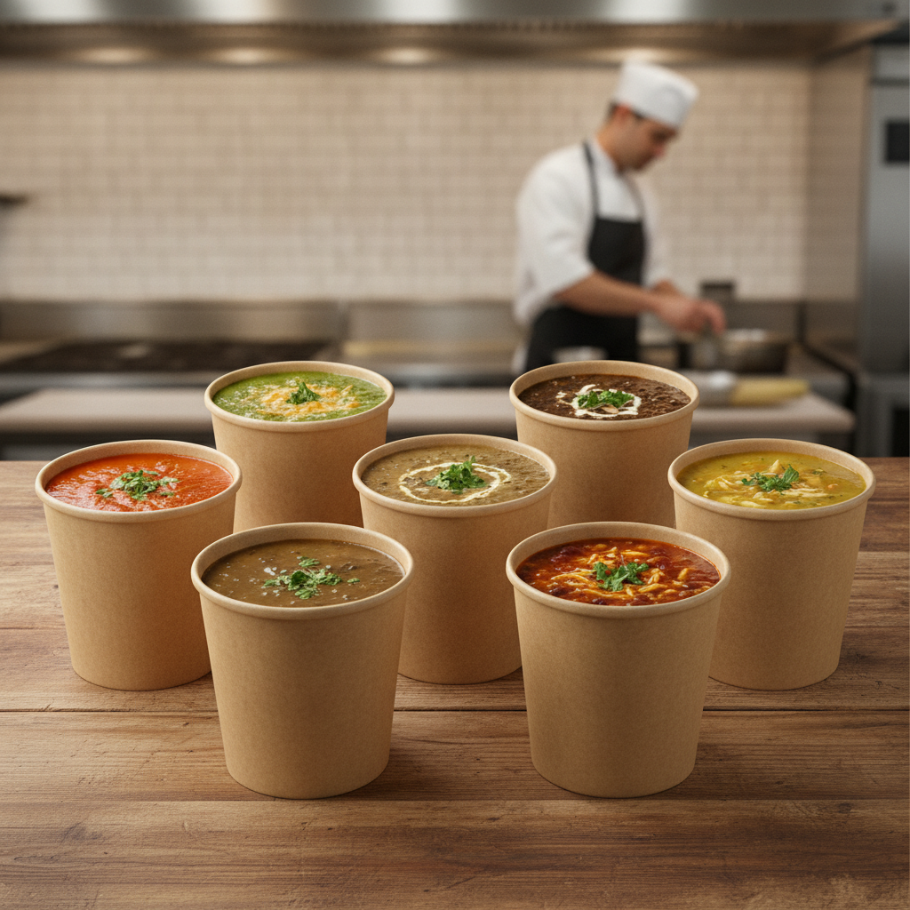 Paper Kraft Microwavable Soup Cups 450ml for Food-to-Go (Pack of 500)