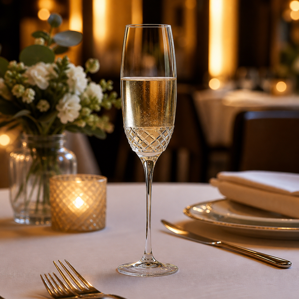 Lead-Free Crystal Champagne Flutes 240ml for Celebrations (Pack of 24)