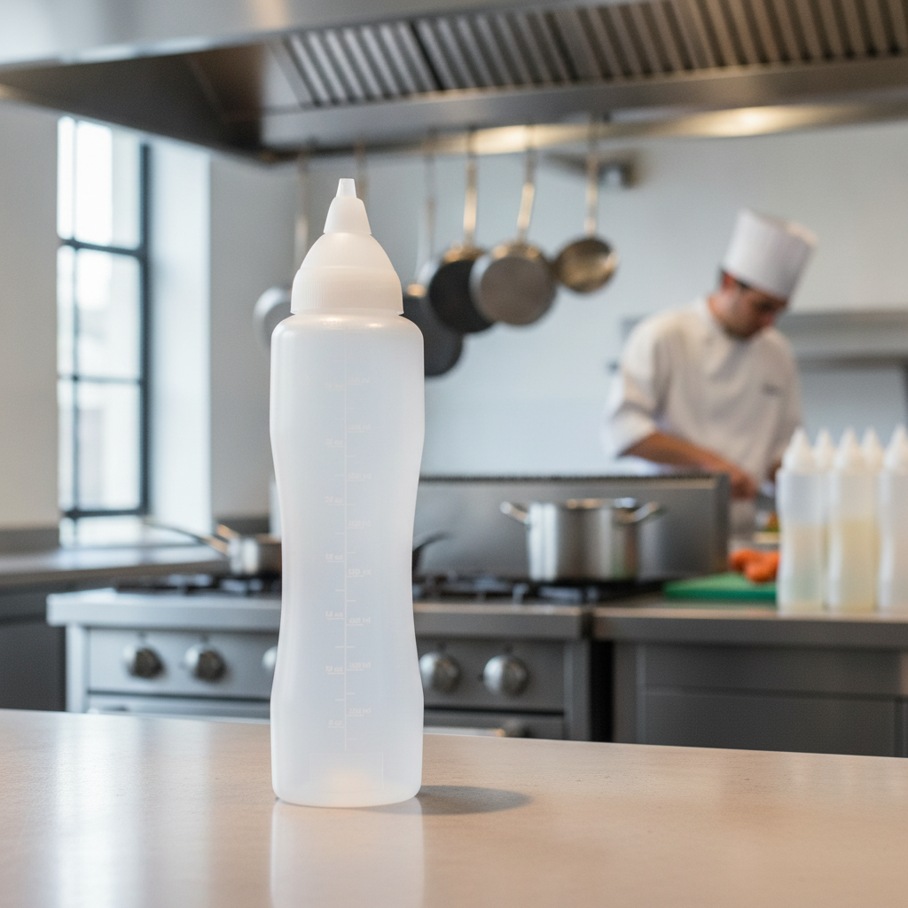 Polypropylene Non-Drip Sauce Bottle 1L for Kitchen Use