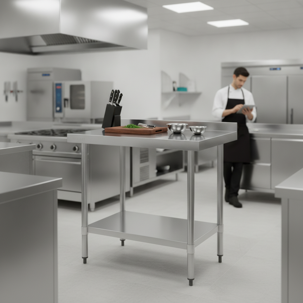 430 Stainless Steel Prep Table 900mm for Kitchen Use