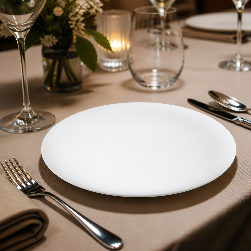 Plates 220mm White Bone China for Elegant Dining (Pack of 12)